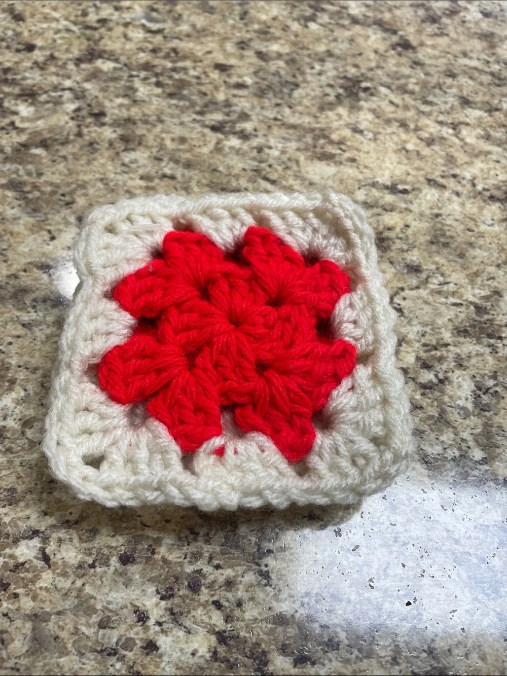 Vintage Handmade Crochet Granny Square Coasters. Lot of 6.